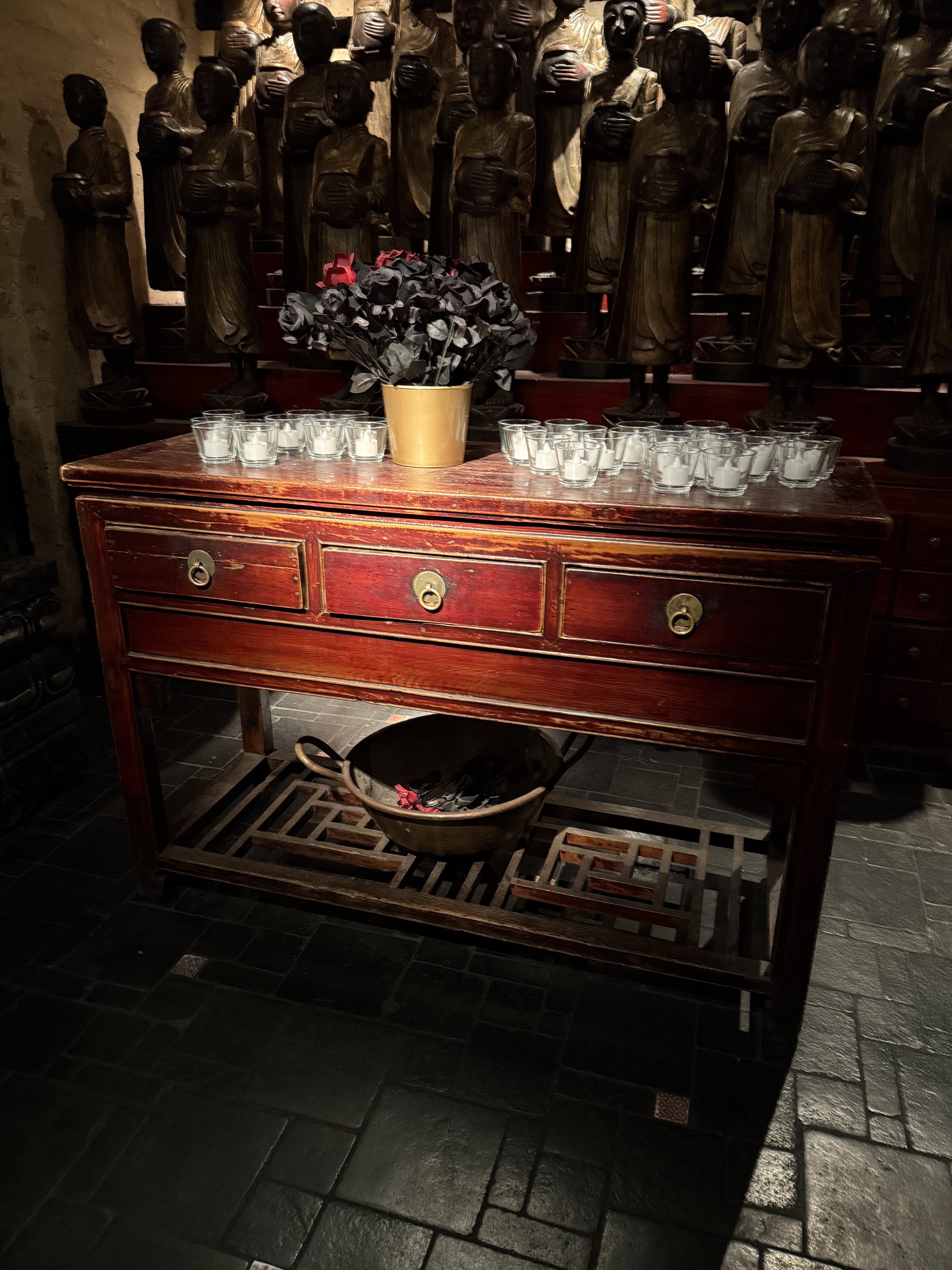 Three-Drawer Elm Antique Bureau Desk