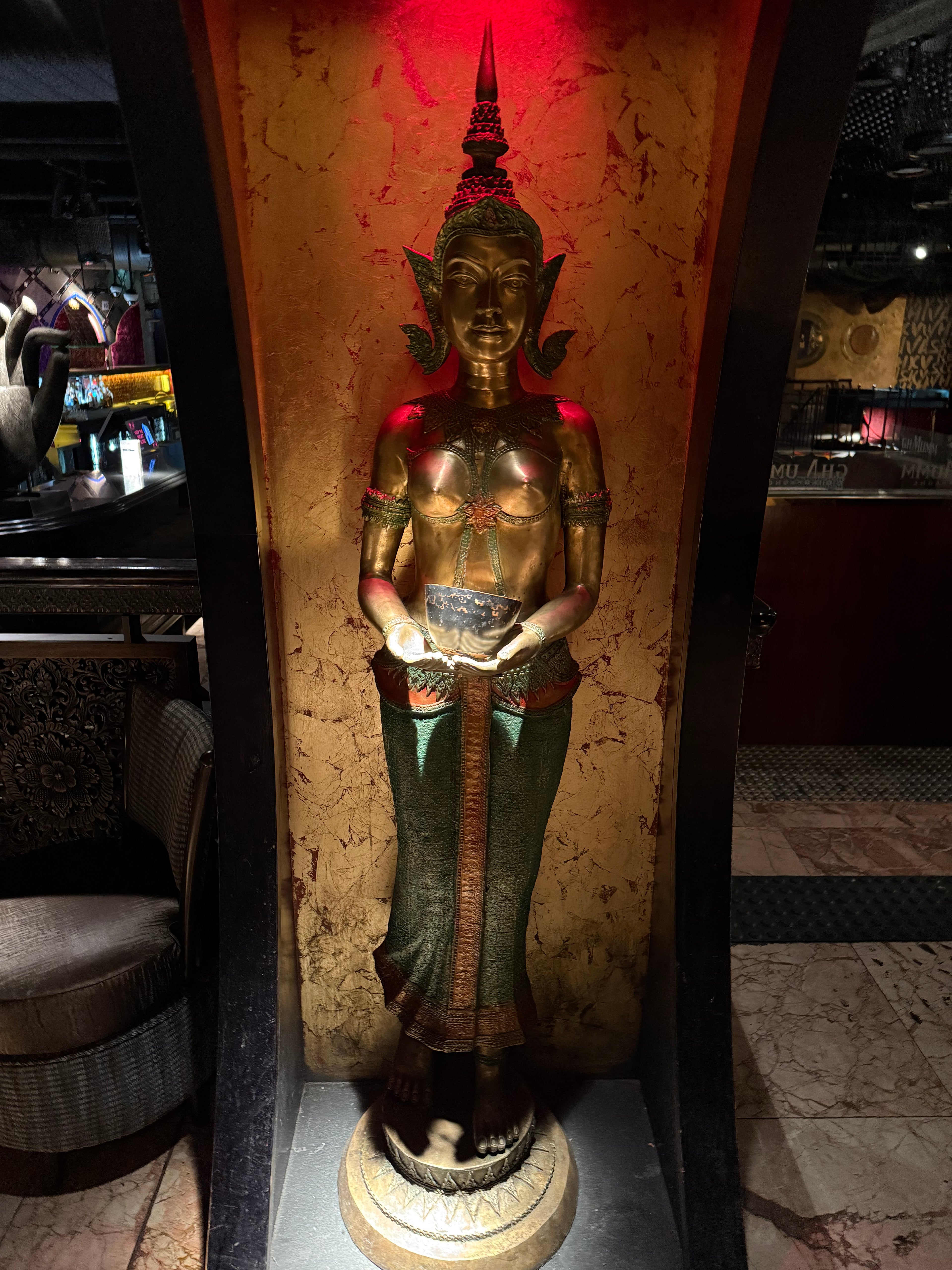 Hand-Crafted Bronze Temple Lady Sculpture