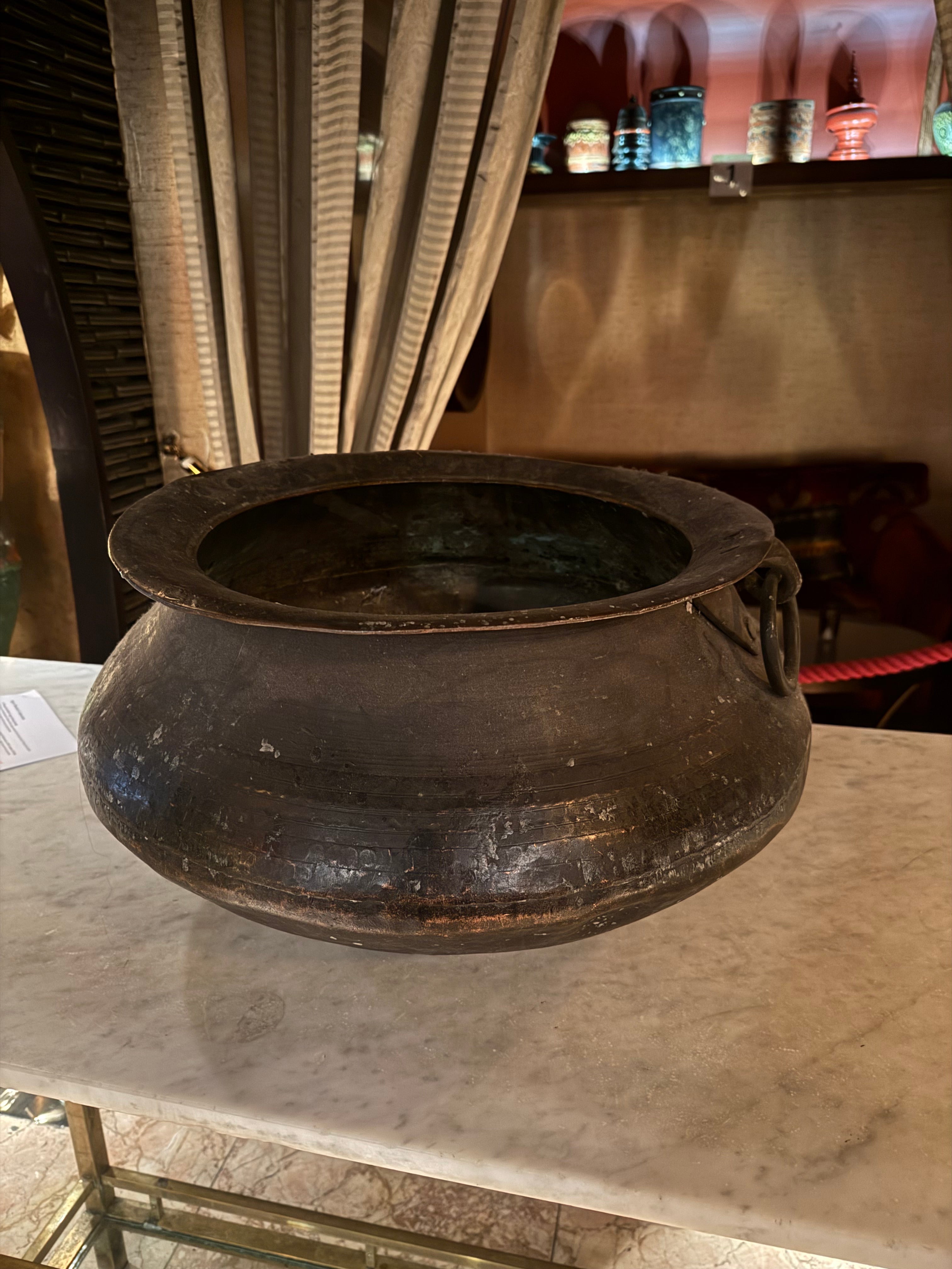 Copper Pots with Brass Ring Handles